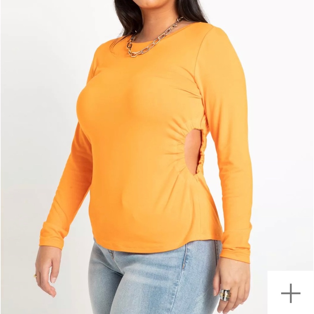 NWT Eloquii long sleeve bright orange top with side cutout